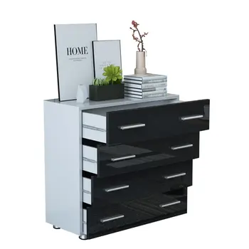 

DE NEW 76CM Fashion Dresser Cabinet Universal Bedroom Clothes Cupboard Modern Kitchen Sideboard Four Big Drawer Wooden Cabinet