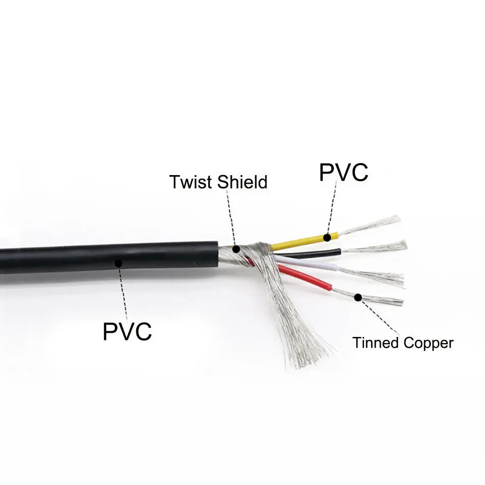 Экранированный провод 20AWG UL2464 многожильный черный и белый шнур питания с 2 ядрами