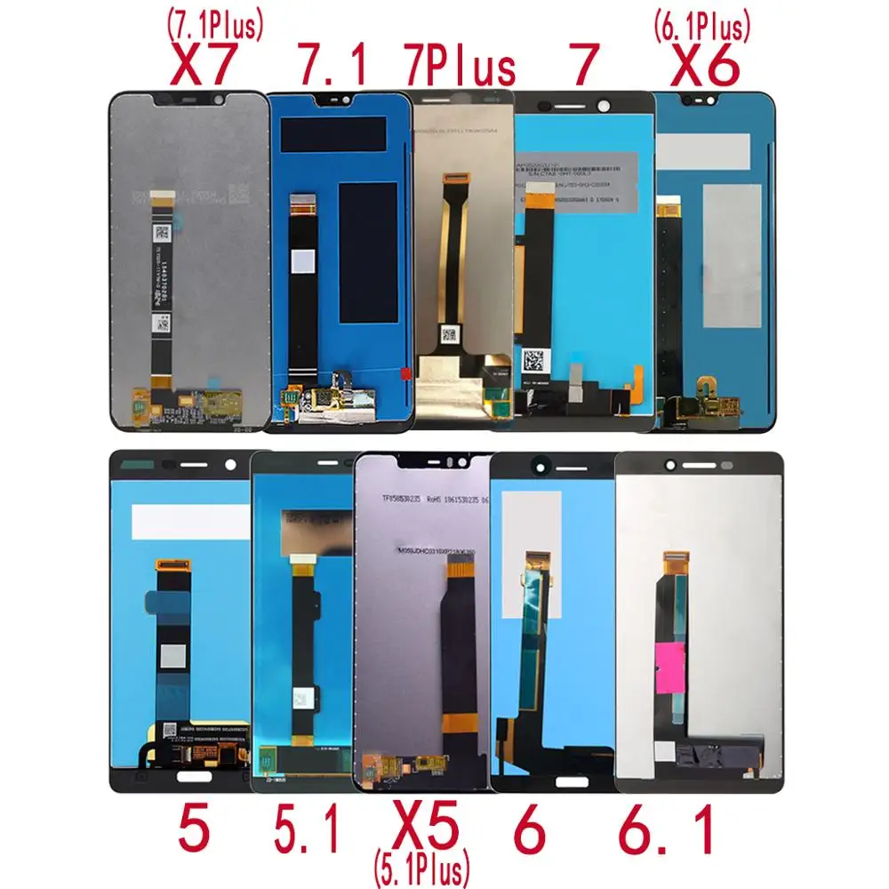 ЖК-дисплей для Nokia 5 5,1 6 6,1 7 7,1 плюс ЖК-дисплей Дисплей кодирующий преобразователь сенсорного экрана в сборе запасные части для Nokia X5 X6 X7