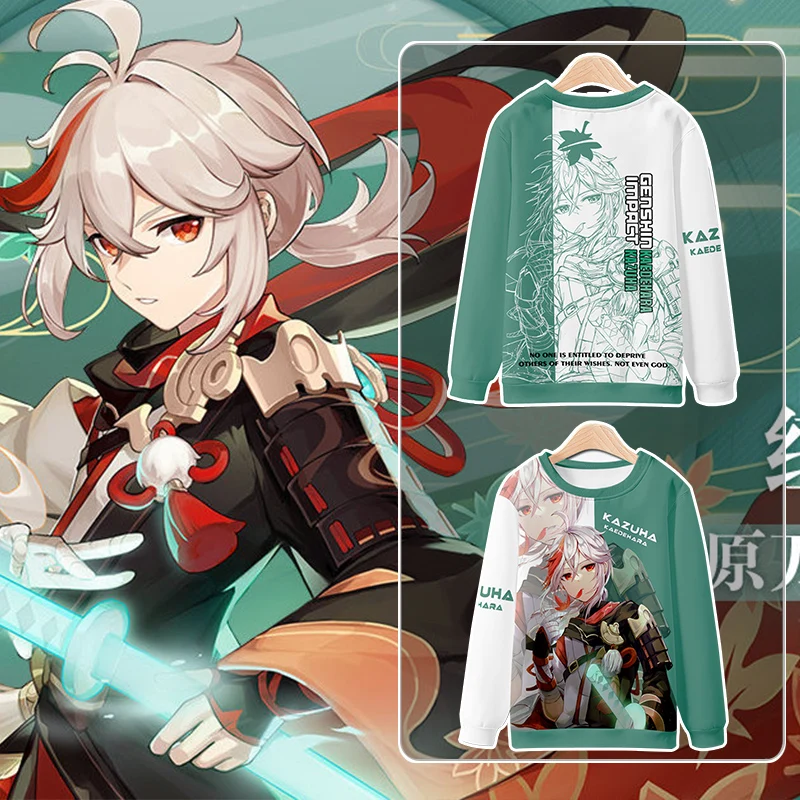 

Game Genshin Impact Kaedehara Kazuha Costumes Klee Cosplay Long sleeve T shirt Game Clothes For Unisex Suit Anime Game Tee Tops