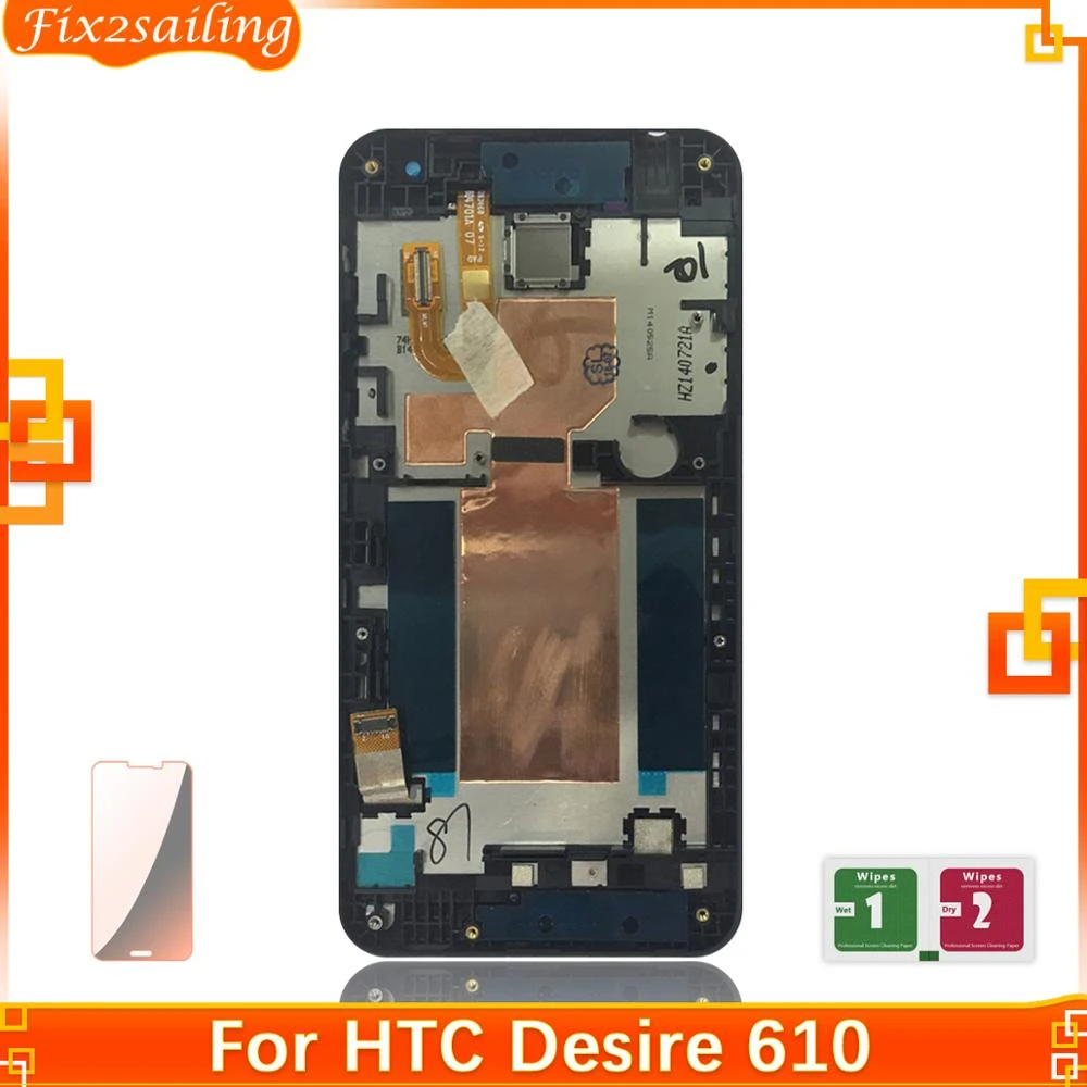 100% Tested For HTC Desire 610 D610 LCD Display Touch Screen Digitizer Assembly Replacement with Frame For HTC 610|Mobile Phone LCD - AliExpress