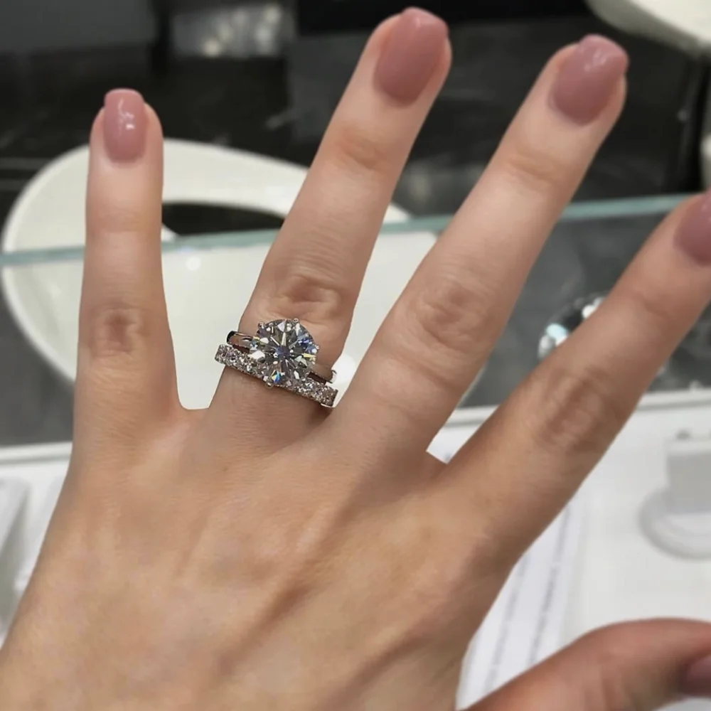 

Classic 925 Sterling Silver ring set Eternal 2ct Created Diamond Wedding Engagement Cocktail Diamond Rings for Women Jewelry