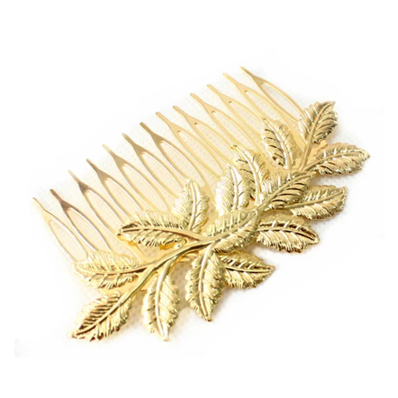 

2019 Limited Bride Tiara De Noiva Europe And The Adorn Article Combs Hair Fork Inserted Multilayer Leaves Golden Comb Cf094