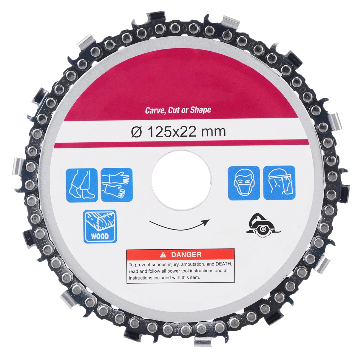 5 Inch Diameter 22mm Arbor Wood Carving Disc 14 Tooth Cut Chainsaw Disc for Angle Grinders Cut Carve Shape