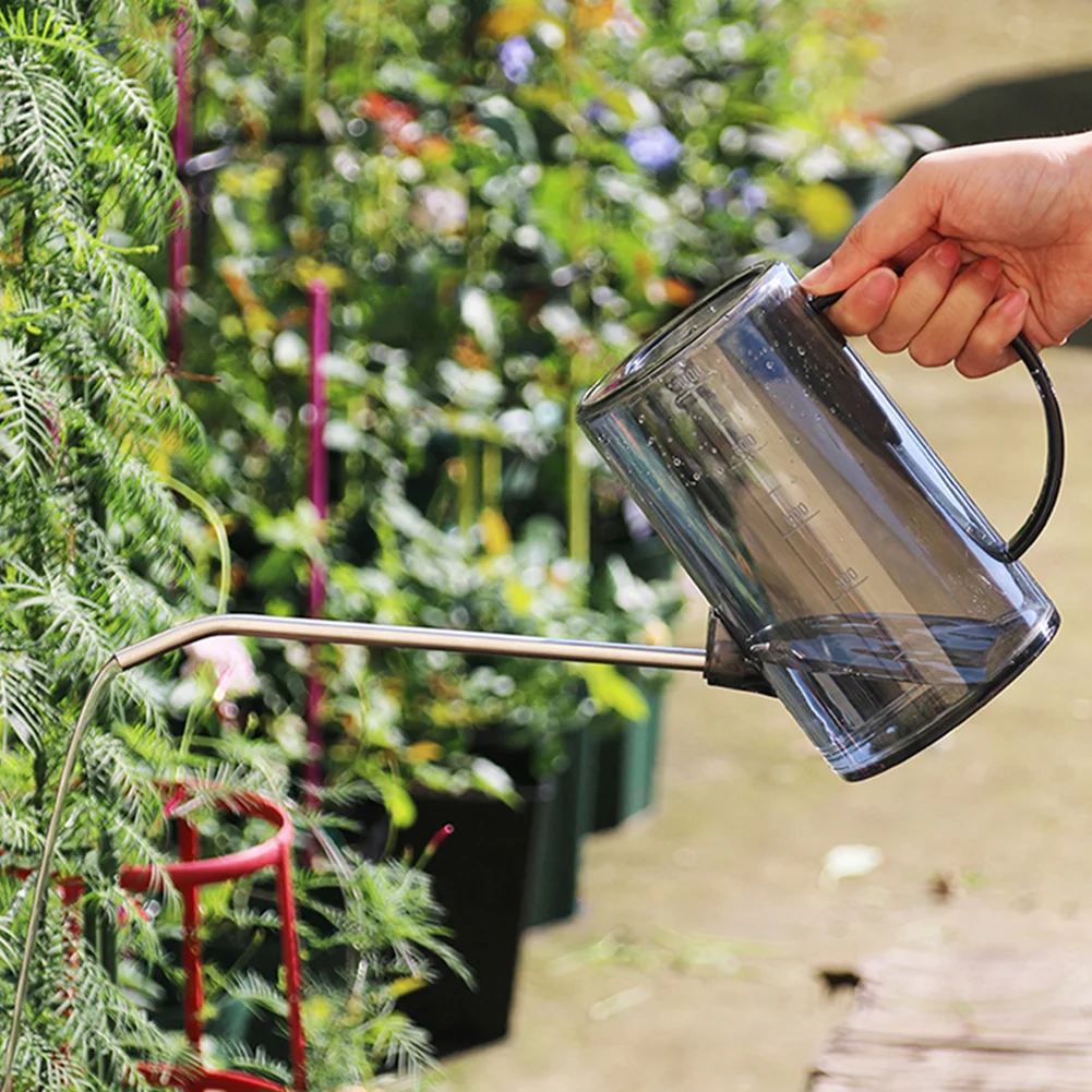 1L Stainless Steel Long Mouth Garden Planting Sprinkler Pot Transparent Watering 