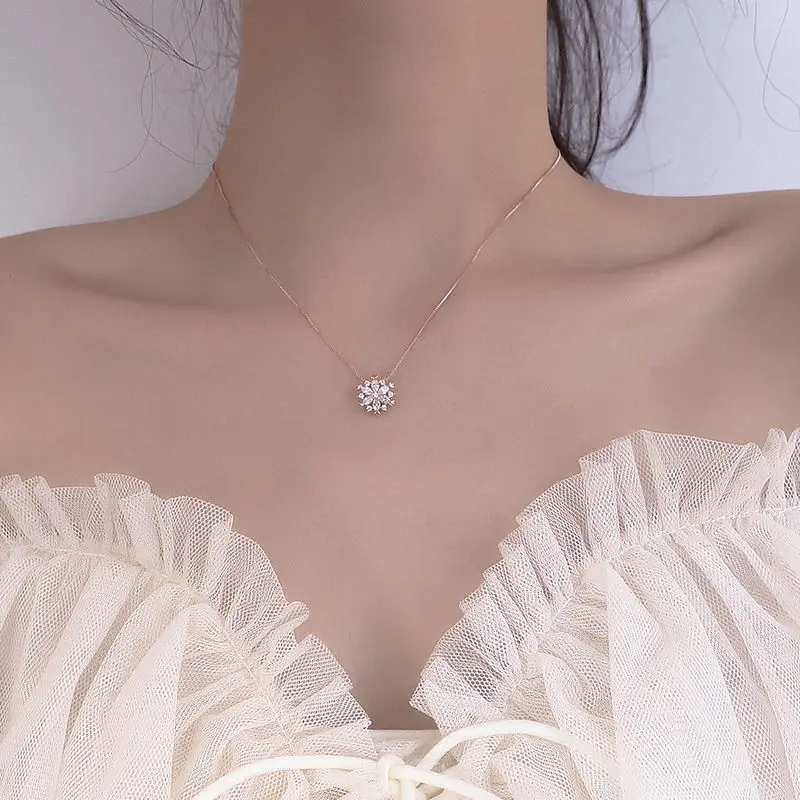 Zircon Necklace Pendant Choker Fine-Jewelry Birthday-Present Wedding 925-Sterling-Silver