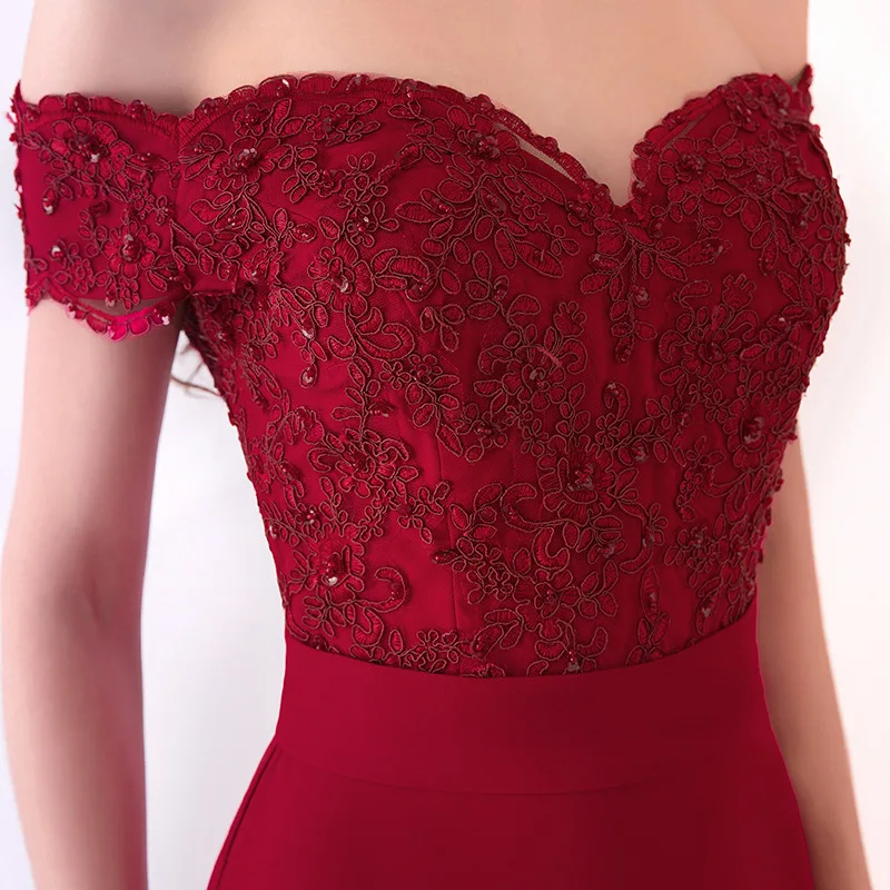 Elegant Boat Neck Appliques Lace Vestidos De Festa Longo Sequin Beading Mermaid Long Bridesmaid Dresses Wedding Party Gowns