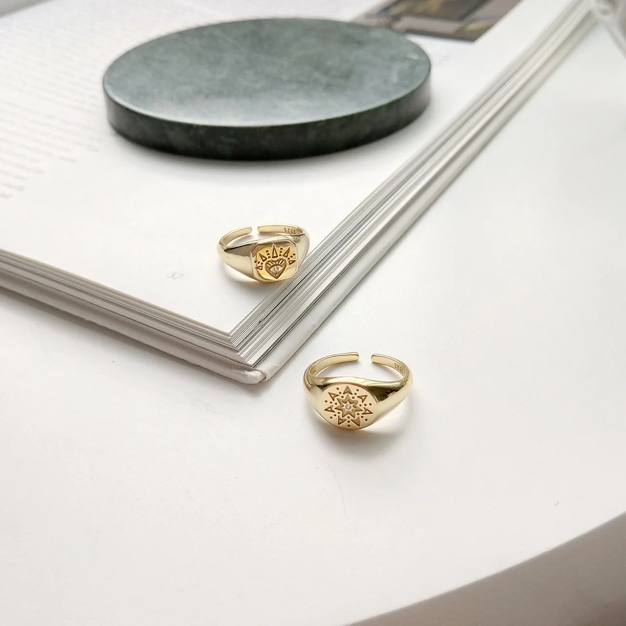 XIHA, золотые, 925 пробы, серебряные кольца для женщин, минималистичное, регулируемое,, готическое, квадратное, Кристальное, звездное кольцо, корейский стиль, ювелирное изделие