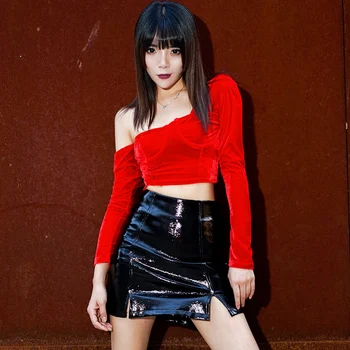 

Fashion Slim Sexy Black Short Skirt Leather Tight Mini Women Latex Short Straight Skirt Elastic Saia Cintura Alta Coat JJ60DQ