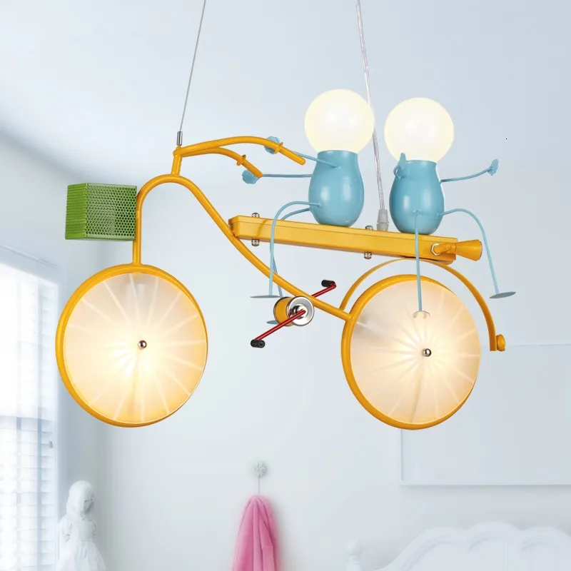 

Modern Personality Bicycle Chandelier Boy Bedroom Lamp Simplicity Cartoon Originality Light Fixture Luminaire Suspendu