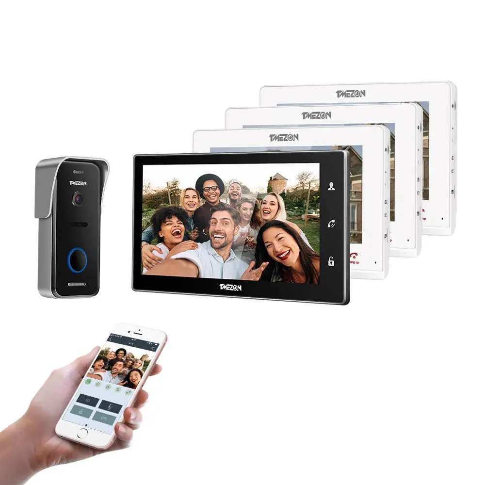 

TMEZON 10 Inch Wif Video Door Phone Intercom Doorbell Home Security System Door Speaker Call Panel+3*7 inch Monitor