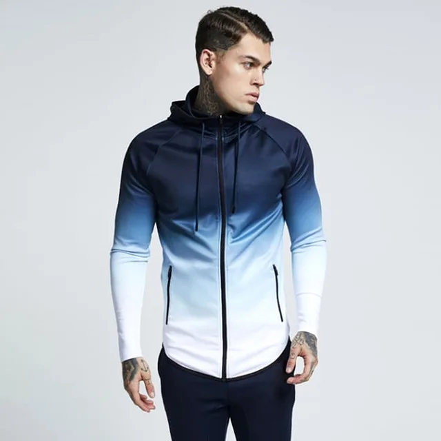 Осенняя спортивная мужская куртка с капюшоном, быстросохнущие толстовки для бега, тренировочная фуфайка на молнии, одежда для бега - Цвет: C1