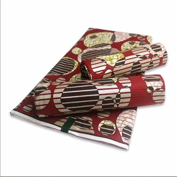 

Ankara African Printed wax Fabric, Block Wax Print Fabrics with Gold line layer surface for african wedding dresses