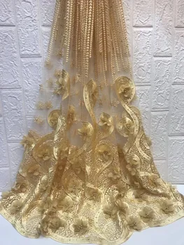 

Nigerian Lace Fabric Tulle Lace Fabric 3D Flower Fabric with stones High Quality Beaded Lace Fabric Fashion Party dress Z2870