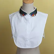 Женская Съемная полурубашка с ототворотом с вышитым цветным искусственным воротником