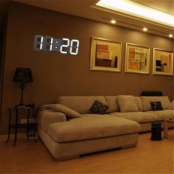 

3D LED Digital Clock Electronic Luminous Alarm Clock USB Wall Three-Dimensional Living Room Office Snooze Clock 8 inch 12/24 Hr