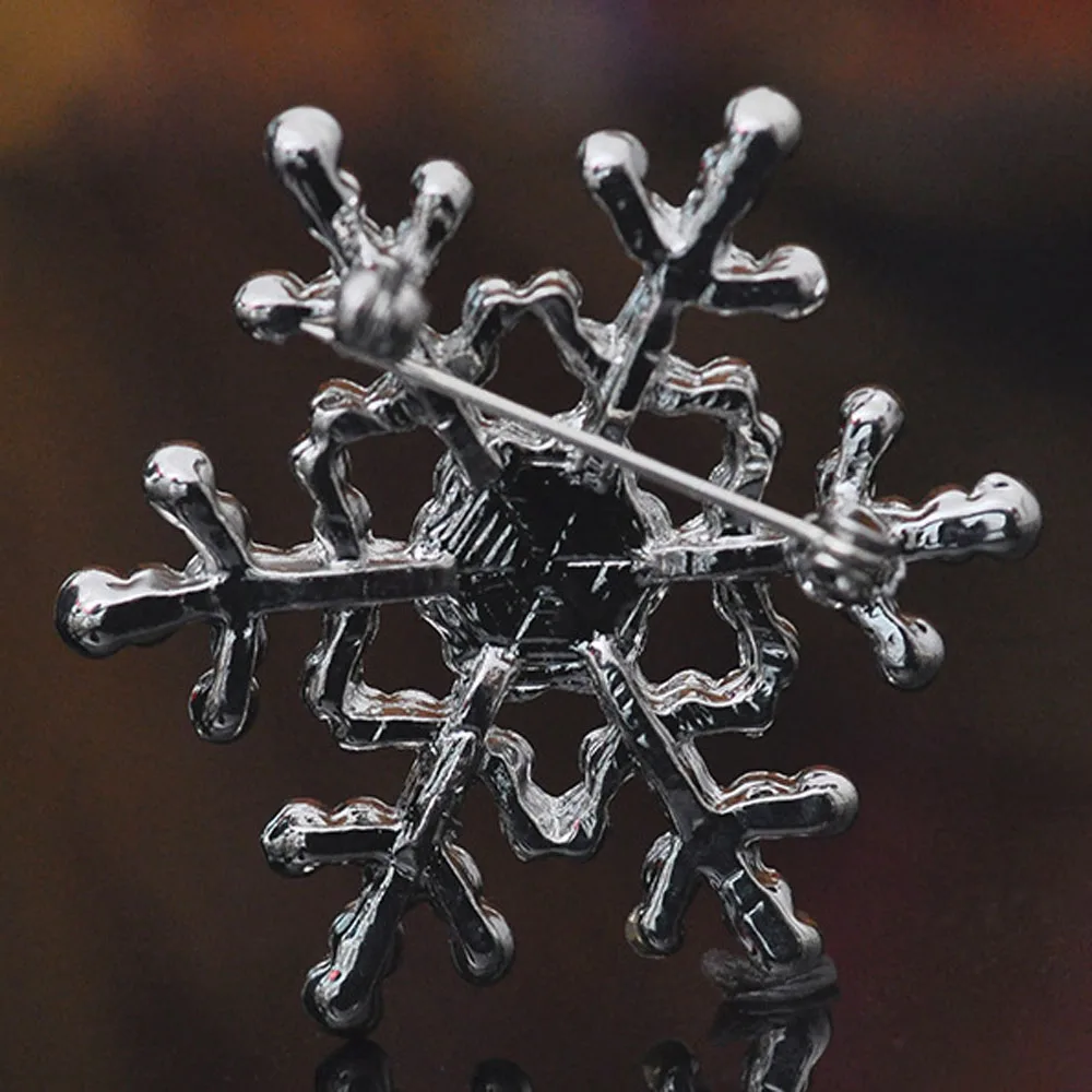 Silver Snowflake Diamante Brooch Rhinestone Crystal Broach Pin Xmas Gift