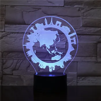 

3D Lamp Global Village Best Gift for Children Touch Sensor Unique Decor for Festival 7 Color with Remote Led Night Light Lamp