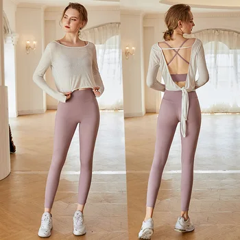 

Yoga Clothes Women's Net Red Fitness Clothes Running Shirt Breathable Quick Dry Athletic T-shirt Three-Piece Long-Sleeved Blouse