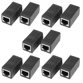 

RJ45 Network Cable Connector Butt Joint Shielded Network Cable Network Straight-Through Head Coupler(10 Pack Black)