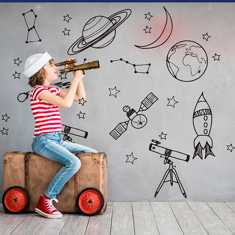 Large Astronomy Space Planet Star Wall Sticker Baby Nursery Kids Room Cartoon Astronomy Space Wall Decal Play Room Vinyl Decor (3)