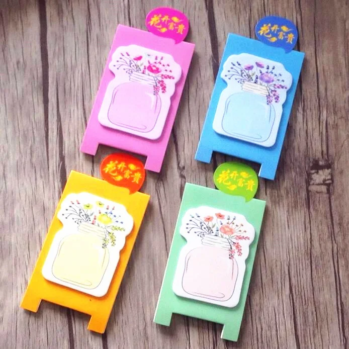 

1pack/lot Kawaii Color Vase Notes Four Random Planner Stickers Diary Cute Drawing Sticky Notes