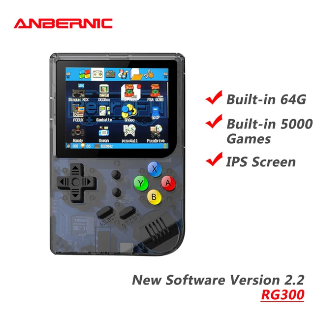 $63.74 ANBERNIC RG300 NEW SOFTWARE Version 2.2 Retro Games player Video game TV 5000 GAMES Built-in 64G Portable CONSOLE Emulator Gift