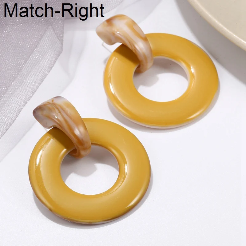 Массивные большие круглые серьги Match-Right для женщин корейская мода акриловые