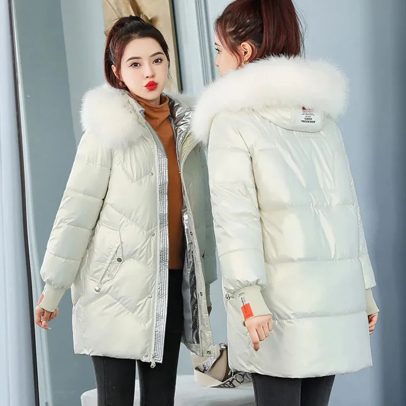 Winter No Clean Down Jacket Girls Hooded Cotton Coat Warm