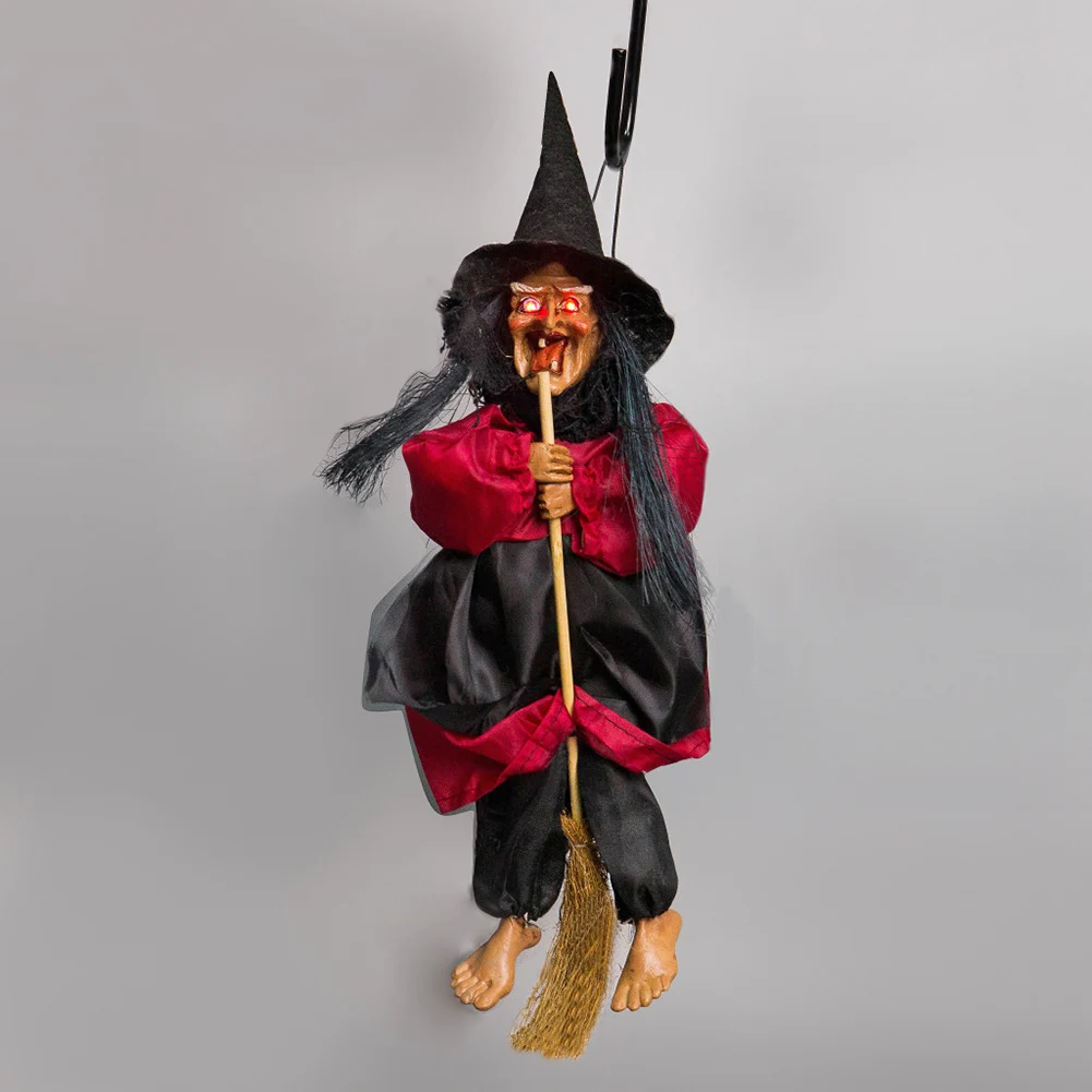 

Halloween Hanging Animated Talking Witch Props Laughing Sound Control Decor Toy YU-Home