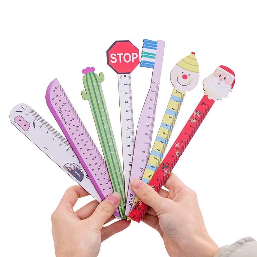

20pcs/lot Korean Version Of Santa Clown Cactus Cartoon Wooden Ruler 15cm Seven Selection Office Accessories School