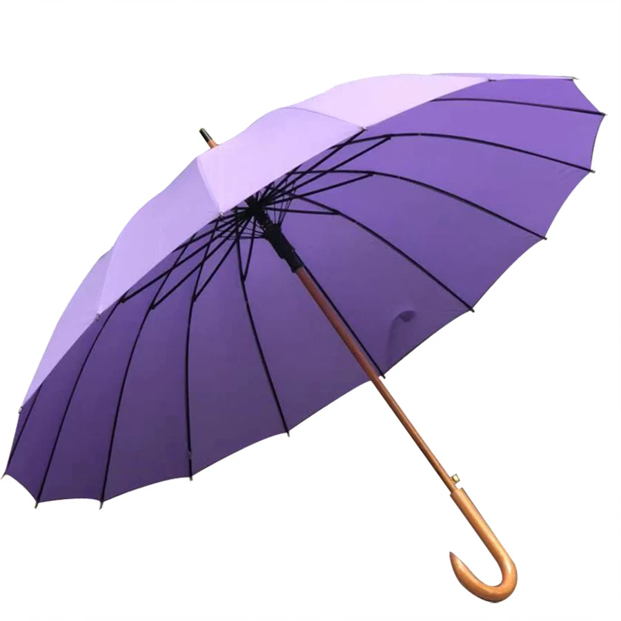 Большой длинный зонт с изогнутой ручкой, ветрозащитный зонтик от солнца, Одноцветный зонтик с деревянной ручкой, зонт Parapluie, 50ys013