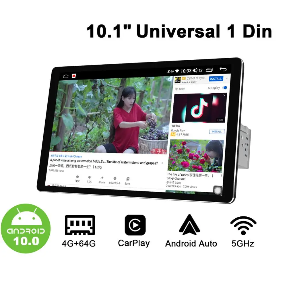 1280*800 1Din 10 1 &quotУниверсальный Android автомобильное стерео радио DSP Carplay SPDIF сабвуфер