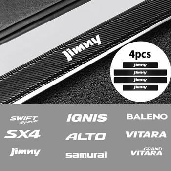 

4pcs Carbon Fiber Car Door Sill Cover Protector Sticker For Suzuki Swift SX4 Jimny Alto Samurai Baleno Vitara Car Accessories