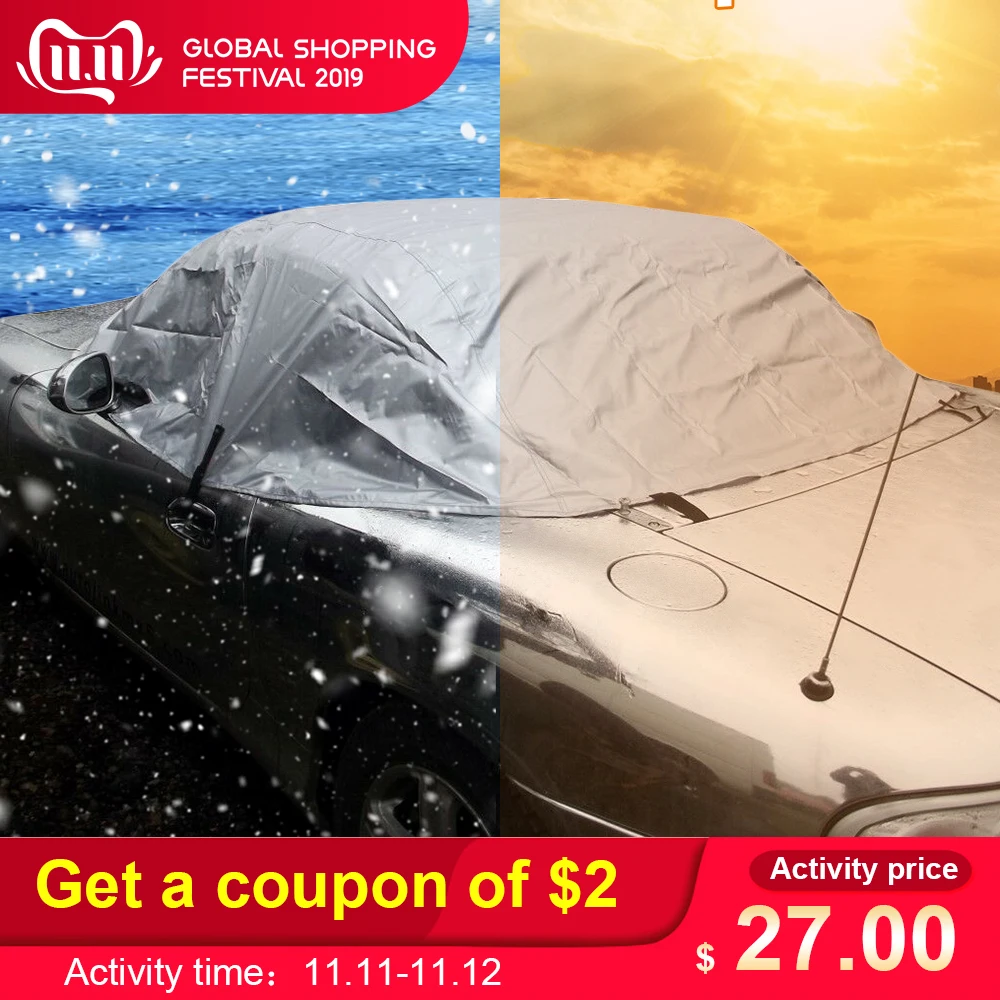 Car Cover Soft Top Roof Protector Half Covers Outdoor Sun Heat