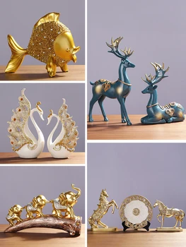 

Modern Home Decor Resin Crafts Furnishing Animal Figurine European Wedding Decoration Creative Craft Gift W2513