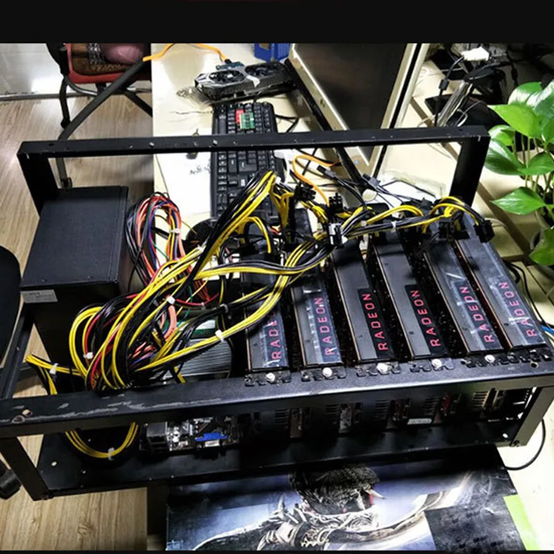 Stock available Steel Open Air Miner Mining Frame Rig Case Up to 6 GPU for Crypto Coin Currency Mining New 50x28.5x22.5cm