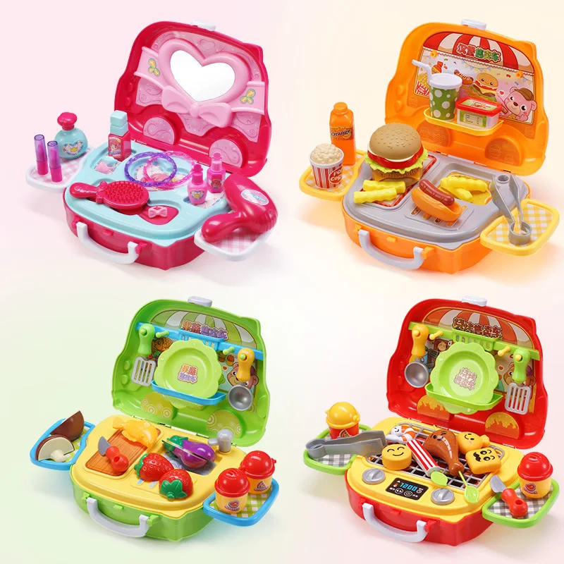 

Children Suitcase Kitchen Cooking Toy GIRL'S And BOY'S Cooking Kitchenware Tableware Children Suitcase Sales Pushcart