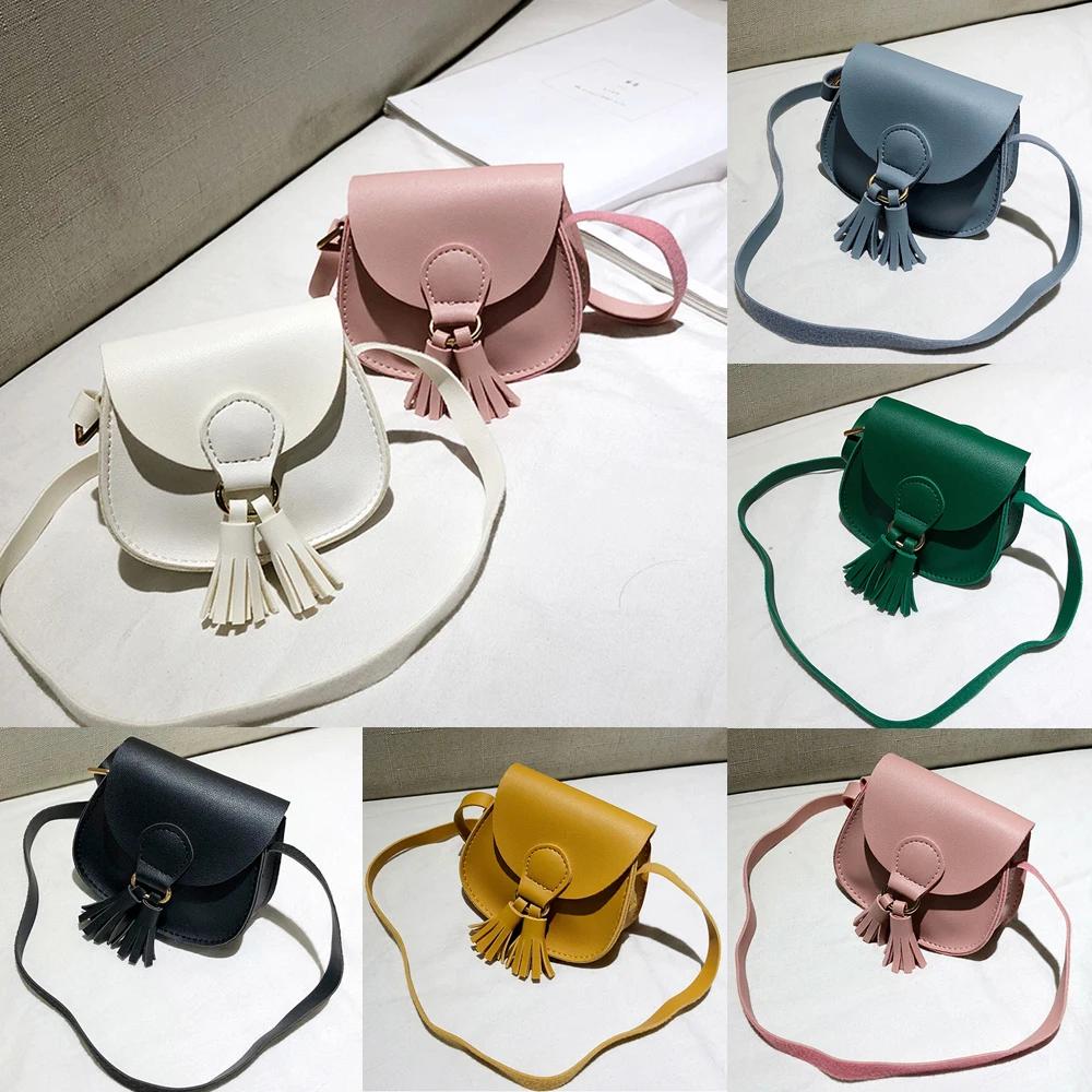 Ropa de verano para bebé, bolso de hombro pequeño de moda para mujer y niña, riñonera de cuero, bolso de borla firme, regalos al por mayor