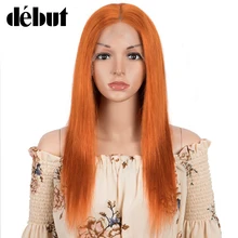 Perruque Lace Closure Wig brésilienne Remy naturelle, cheveux courts et lisses, couleur gingembre Orange, 4x4, densité 180%