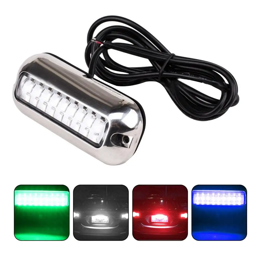 

1PCS Stainless Steel 27 LED White/red/green/Blue Underwater Pontoon Marine Boat Transom Lights Lumière De Traverse De Bateau