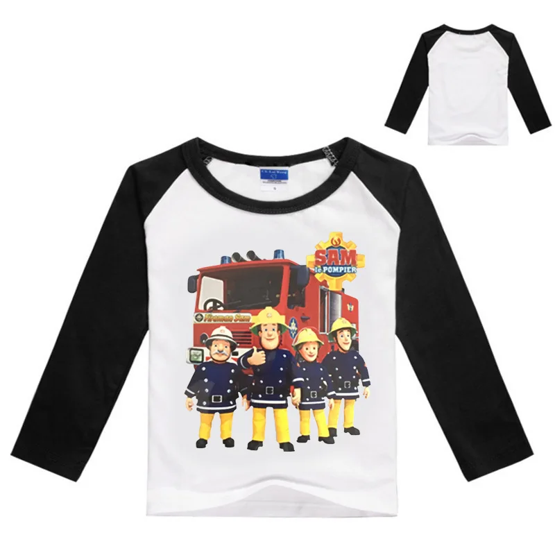 Детские футболки с длинными рукавами с изображением пожарного Сэма, Roupas, для мальчиков и девочек, Брендовая женская футболка, футболки, топы, Детский костюм, одежда для косплея