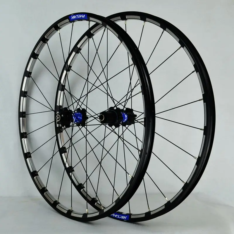 Pasak Mtb Wheelset 26 27,5 Clincher Aro Alu диски дисковый тормоз герметичный подшипник 24 Отверстия 9*100 мм 9*135 мм передние 2 задние 4 Подшипники - Цвет: 27.5 Black Blue Sil