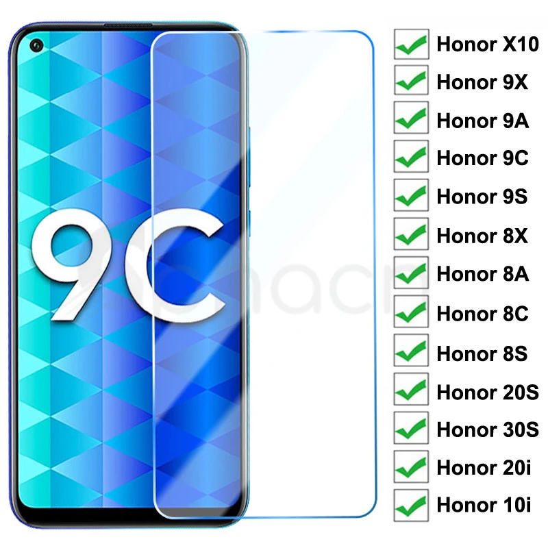 9H Tempered Glass For Huawei Honor 9X 9A 9C 9S 10X Screen Protector Honor 8X 8A 8C 8S 20S 30S 9i 10i 20i Safety Protective Glass phone tempered glass