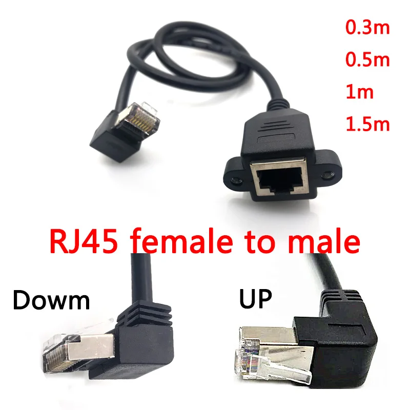 Пуховик 90 Угловой RJ45 Cat5e 8P8C FTP STP UTP Cat5 мужского и женского пола Панель крепление для сети Ethernet LAN кабель RJ45 30 см 60 см 1 м 1,5 м 1ft