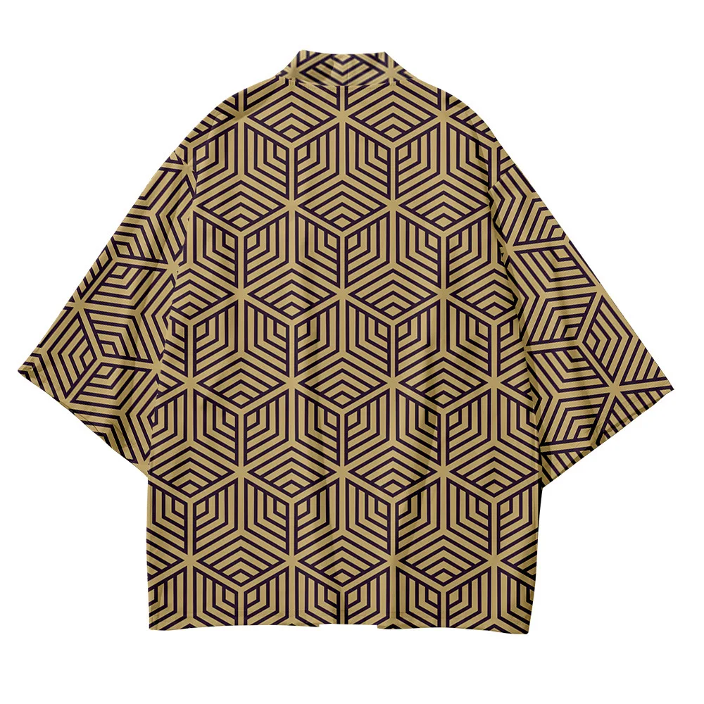 Plus Size Fashion Geometric Patterns Beach Japanese Style Kimono Streetwear Men Women Cardigan Haori Yukata Tops Robe Clothes japanese kimono japanese kimono cardigan