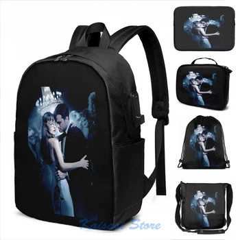 

Funny Graphic print fifty shades USB Charge Backpack men School bags Women bag Travel laptop bag