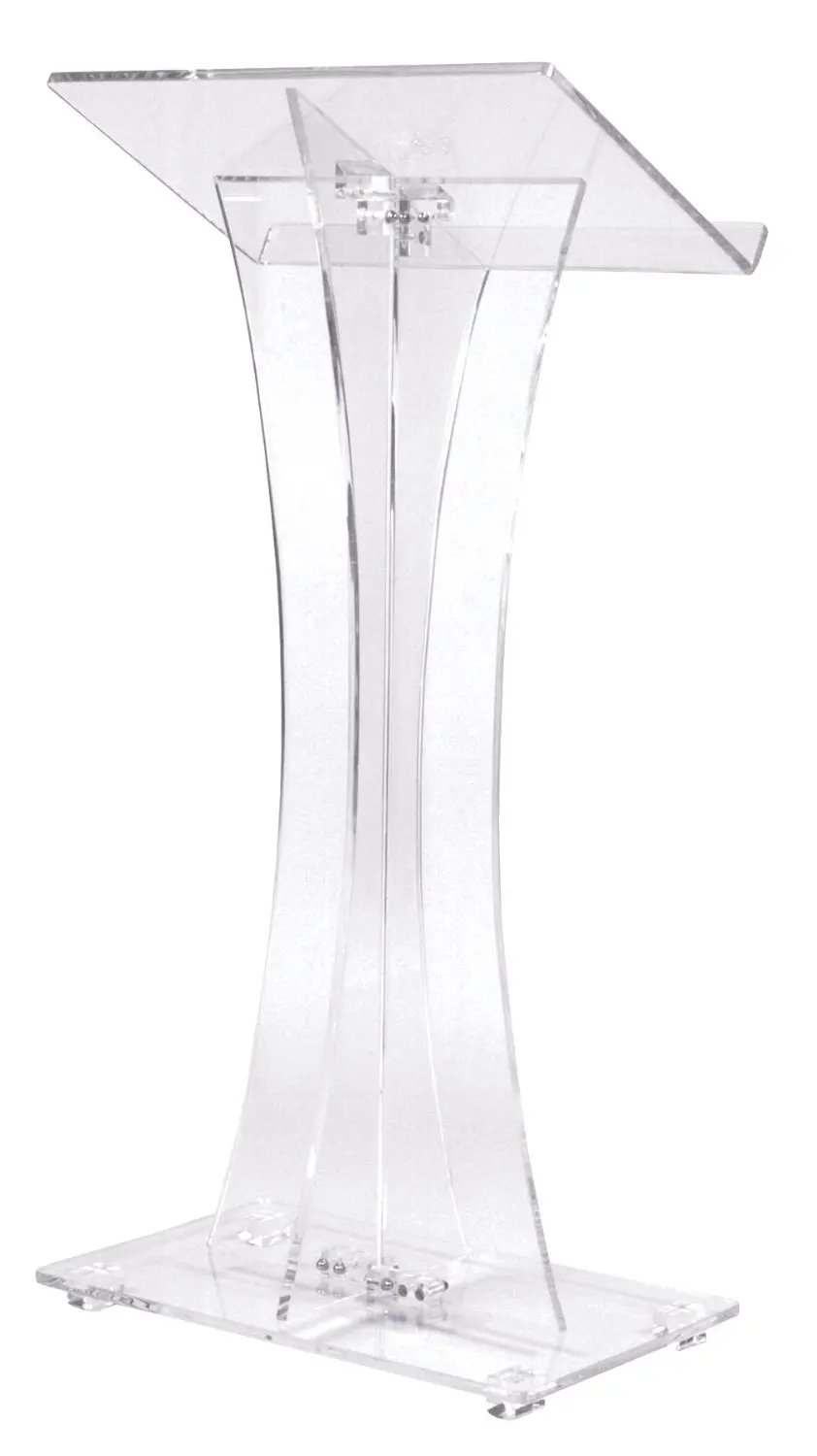 

Acrylic Curved Lectern ClearClear Church Pulpit Lectern, Thick Acrylic, No Assembly, Inner Shelf, Pedestal Base plexiglass