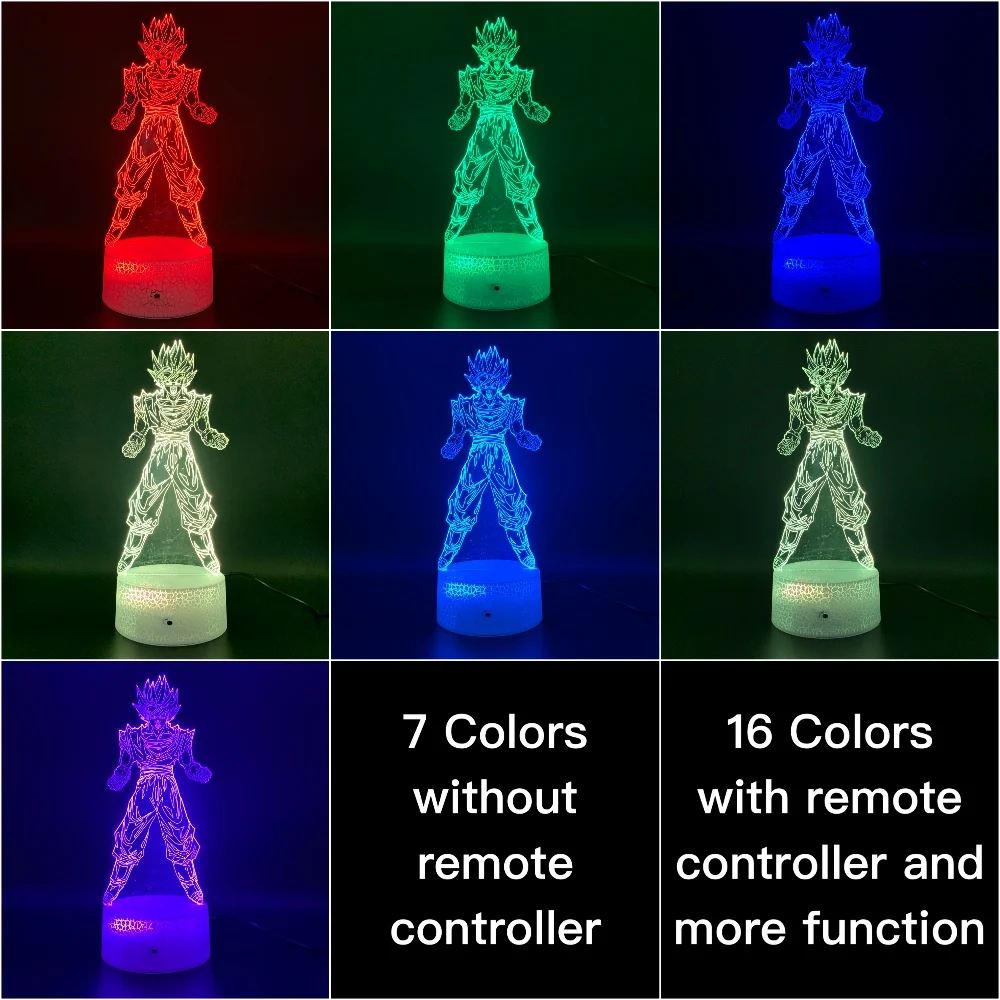 Awesome 3D Illusion Lamp Dragon Ball Z Goku Super Saiyan Figure Office Home Decoration Lamp Gift for Kids Child Led Night Light