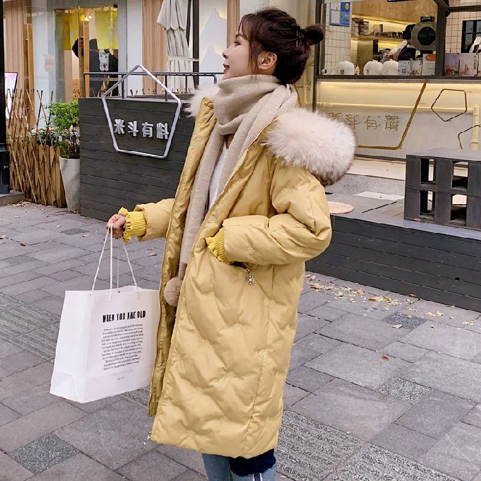 

A Generation of Fat 2019 Autumn And Winter New Style Mid-length Thick Warm Large Fur Collar Winter Coat Cotton-padded Clothes Co